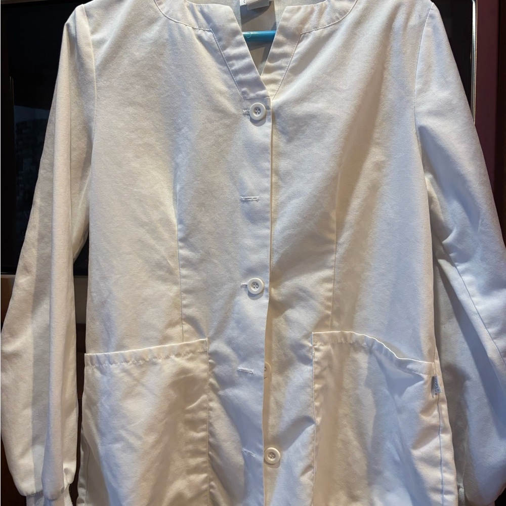 Women's White BARCO LAB COAT Button-Up Jacket SMALL
